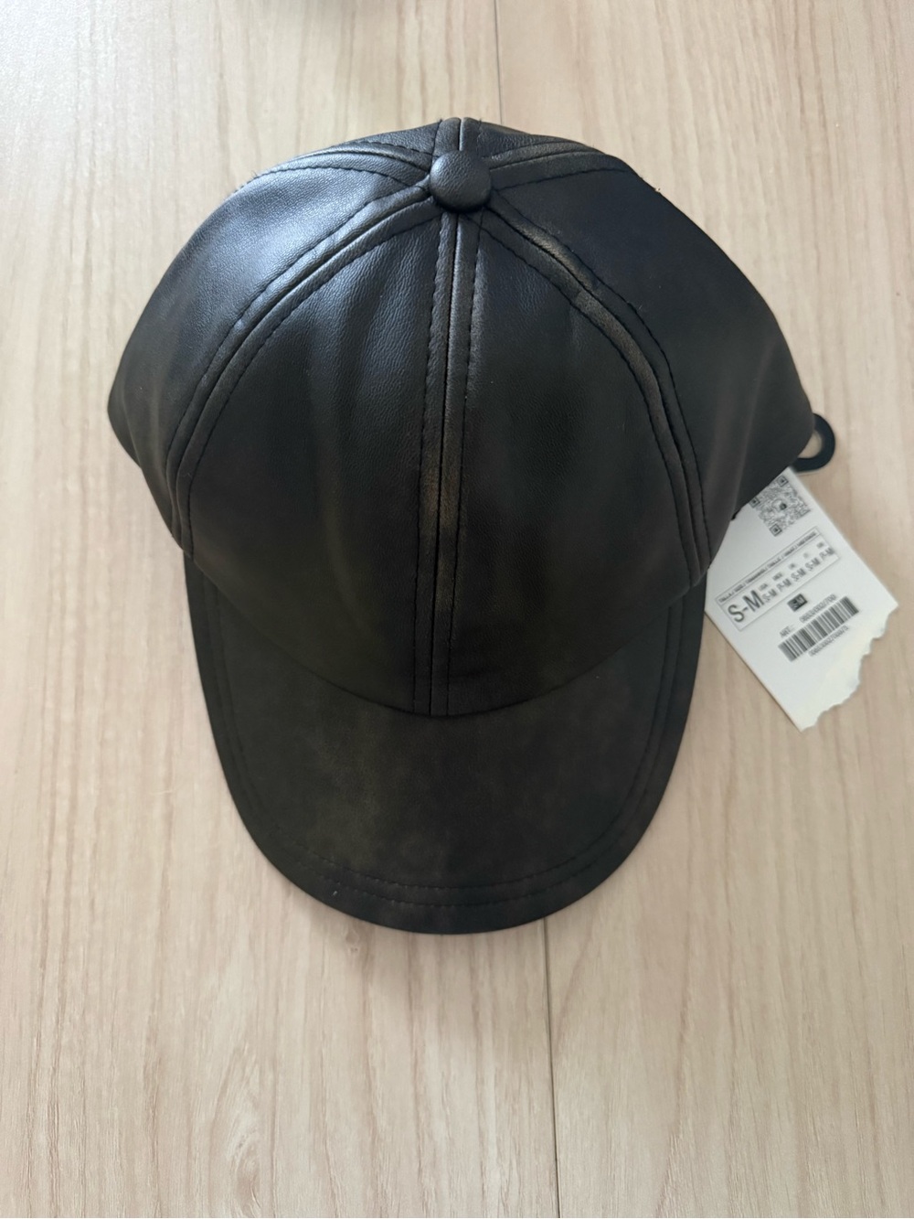 Zara Black Faux Leather Baseball Cap - Women